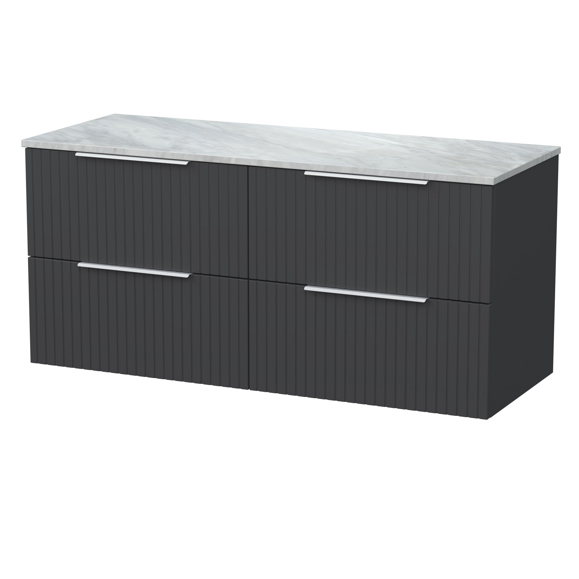 [BFLF1424GMT2] Callingwood Contemporary Wall Hung 4 Drawer 1200mm Vanity Unit with Grey Marble Worktop, Choice of Colour - Cutout