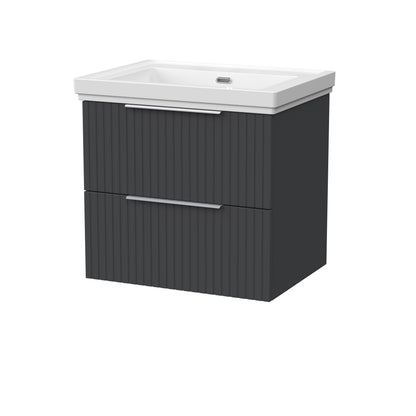 [BFLF1424H] Callingwood Contemporary Wall Hung 2 Drawer Vanity Unit with Traditional 0 Tap Hole Fireclay Basin, Choice of Size and Colour - Cutout
