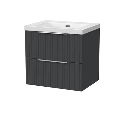 [BFLF1424K] Callingwood Contemporary Wall Hung 2 Drawer Vanity Unit with 0 Tap Hole Fireclay Basin, Choice of Size and Colour - Cutout