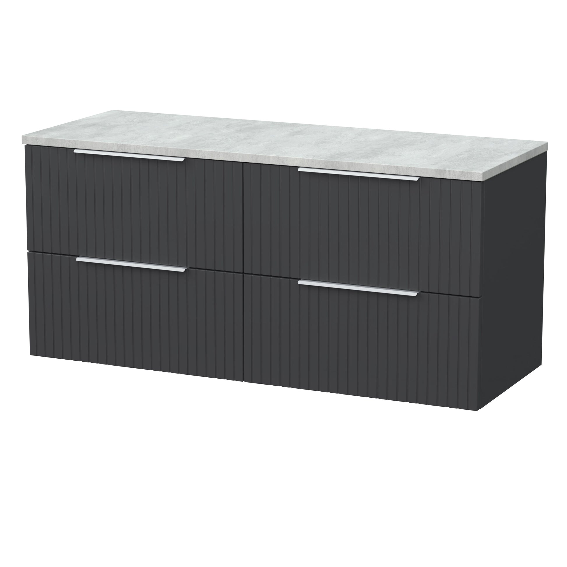 [BFLF1424LBG2] Callingwood Contemporary Wall Hung 4 Drawer 1200mm Vanity Unit with Bellato Grey Laminate Worktop, Choice of Colour - Cutout