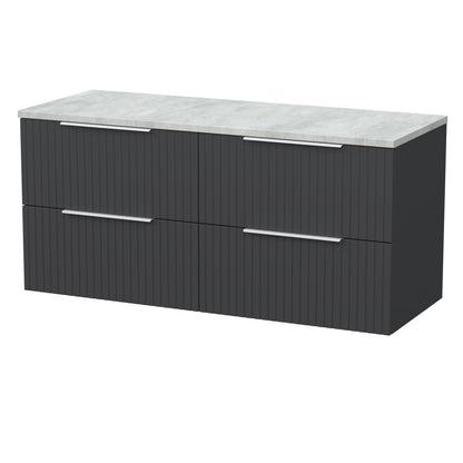 [BFLF1424LBG2] Callingwood Contemporary Wall Hung 4 Drawer 1200mm Vanity Unit with Bellato Grey Laminate Worktop, Choice of Colour - Cutout