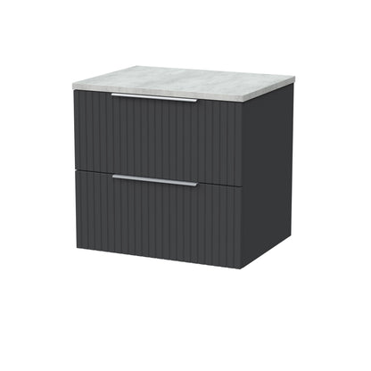 [BFLF1424LBG] Callingwood Contemporary Wall Hung 2 Drawer Vanity Unit with Bellato Grey Laminate Worktop, Choice of Size and Colour - Cutout