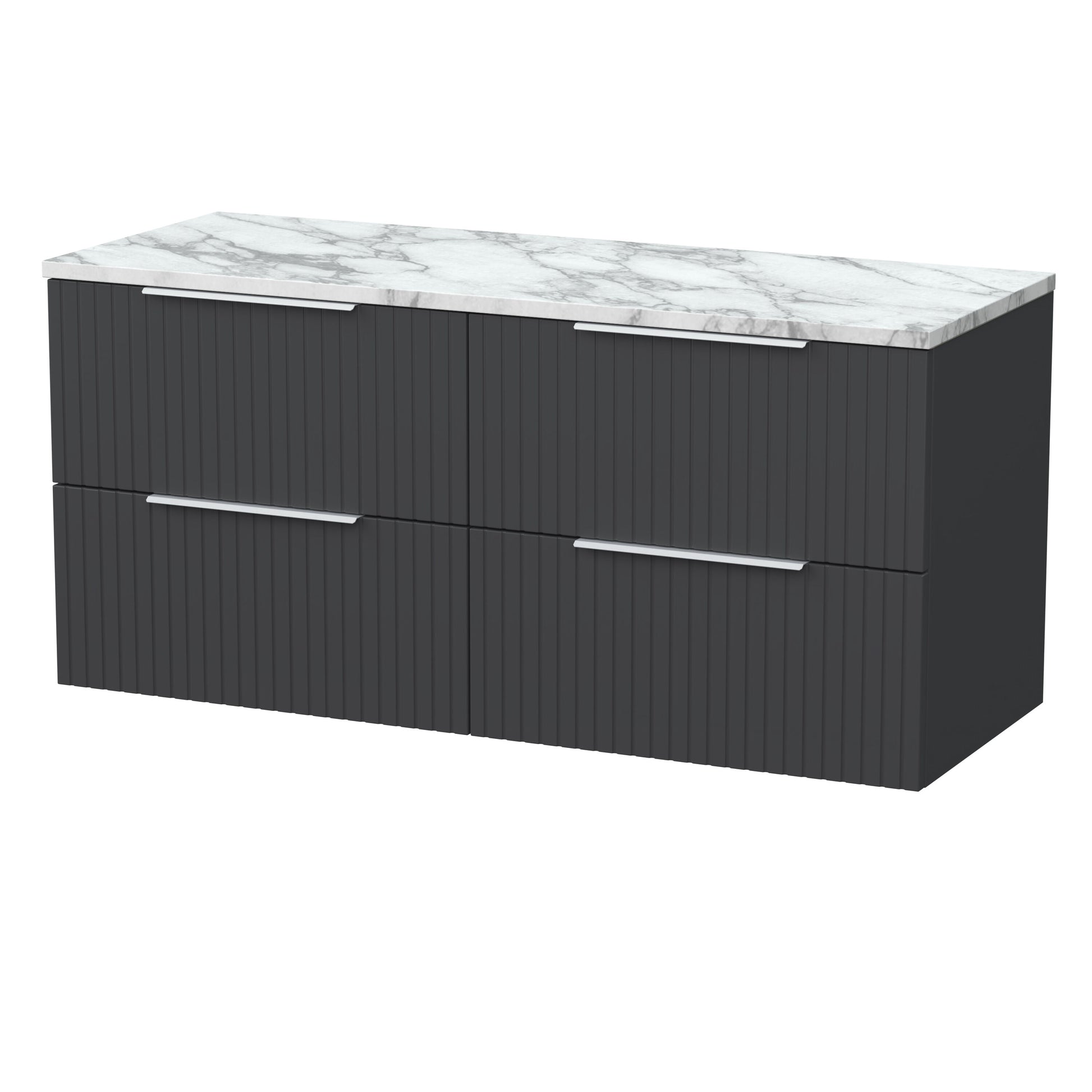 [BFLF1424LCM2] Callingwood Contemporary Wall Hung 4 Drawer 1200mm Vanity Unit with Carrera Marble Laminate Worktop, Choice of Colour - Cutout