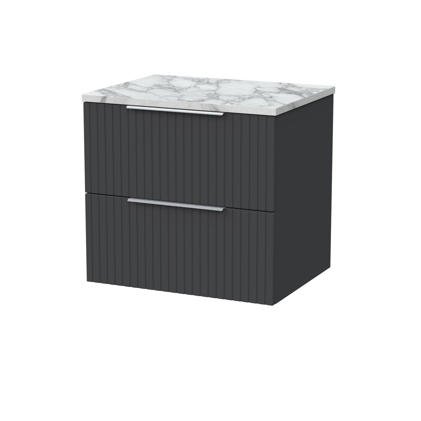 [BFLF1424LCM] Callingwood Contemporary Wall Hung 2 Drawer Vanity Unit with Carrera Marble Laminate Worktop, Choice of Size and Colour - Cutout