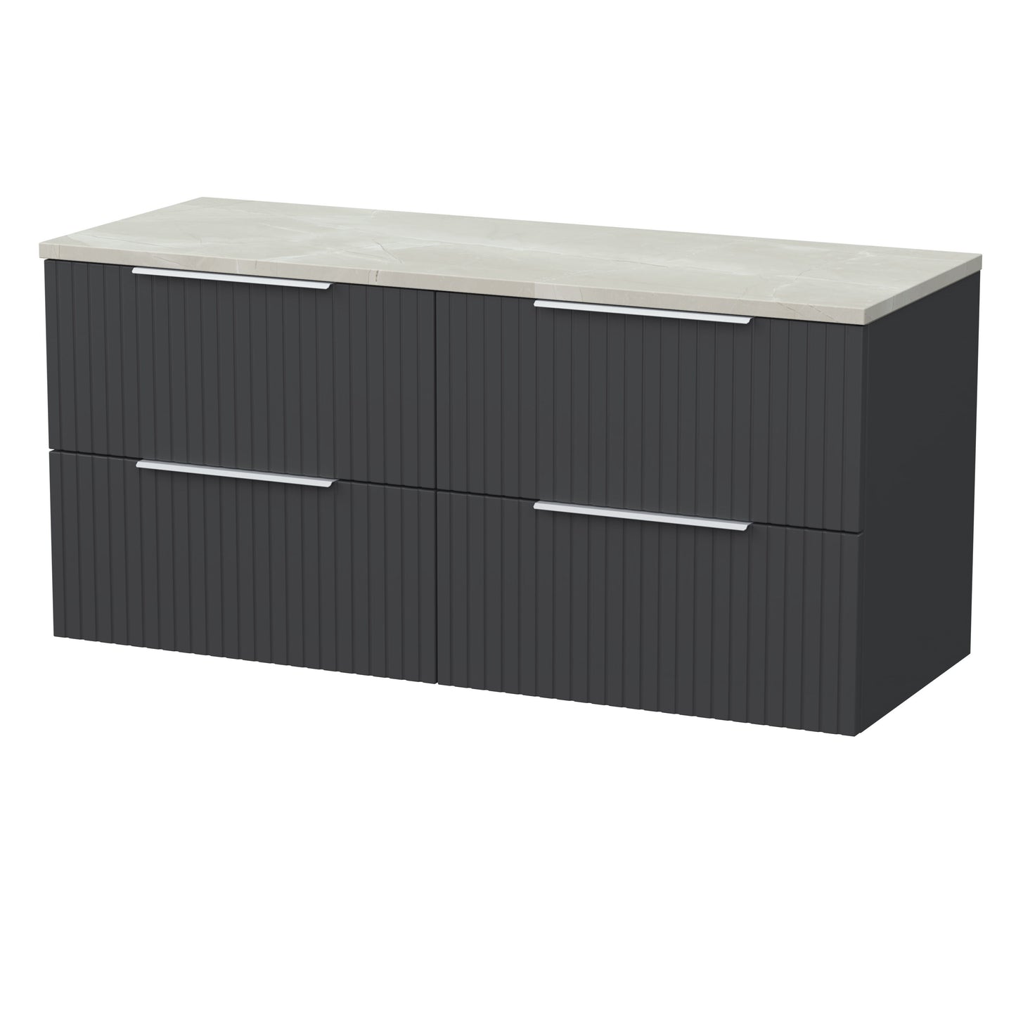 [BFLF1424LMP2] Callingwood Contemporary Wall Hung 4 Drawer 1200mm Vanity Unit with Marble Plaster Laminate Worktop, Choice of Colour - Cutout