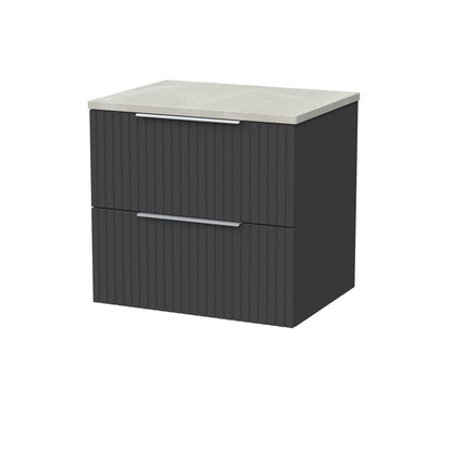 [BFLF1424LMP] Callingwood Contemporary Wall Hung 2 Drawer Vanity Unit with Marble Plaster Laminate Worktop, Choice of Size and Colour - Cutout