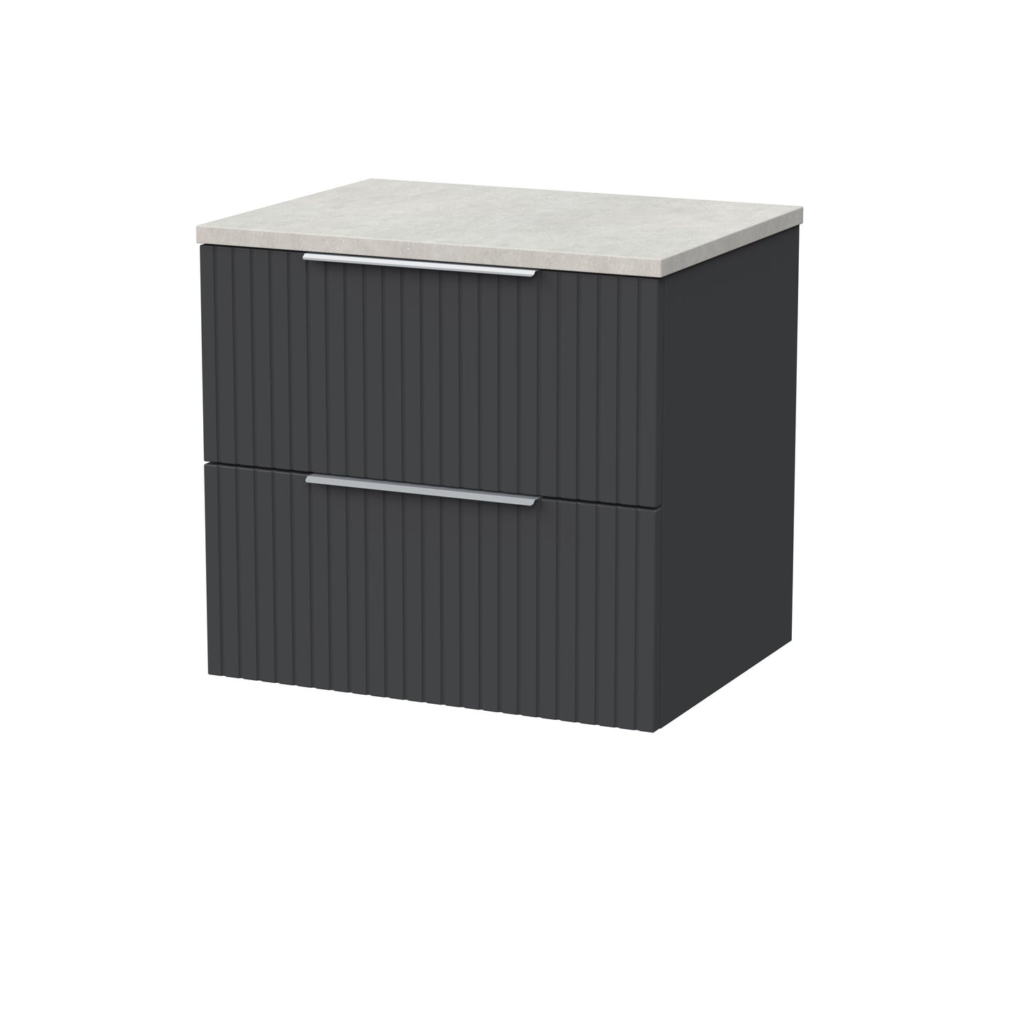 [BFLF1424LSWG] Callingwood Contemporary Wall Hung 2 Drawer Vanity Unit with White Sparkle Laminate Worktop, Choice of Size and Colour - Cutout