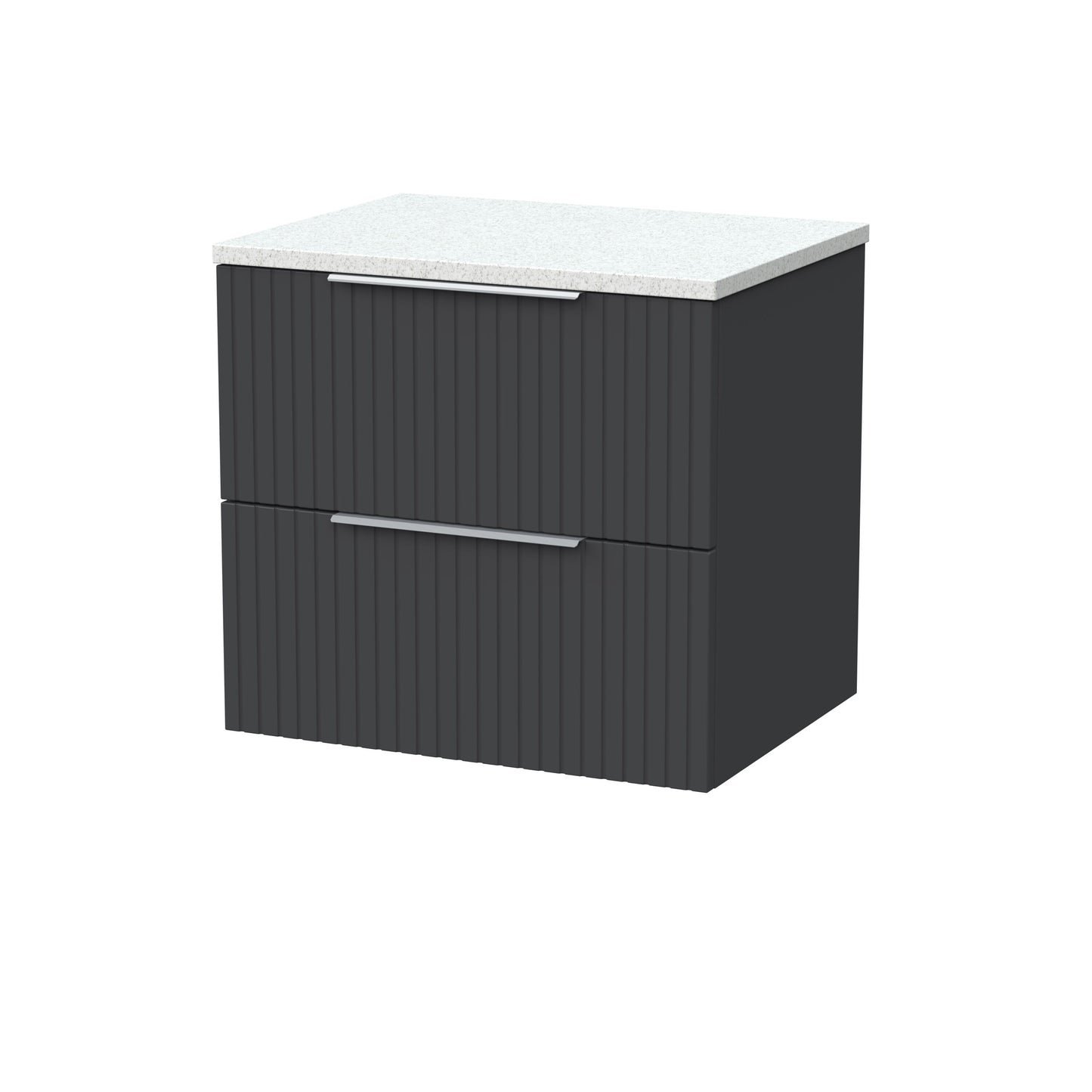 [BFLF1424LWN] Callingwood Contemporary Wall Hung 2 Drawer Vanity Unit with White Nebula Laminate Worktop, Choice of Size and Colour - Cutout