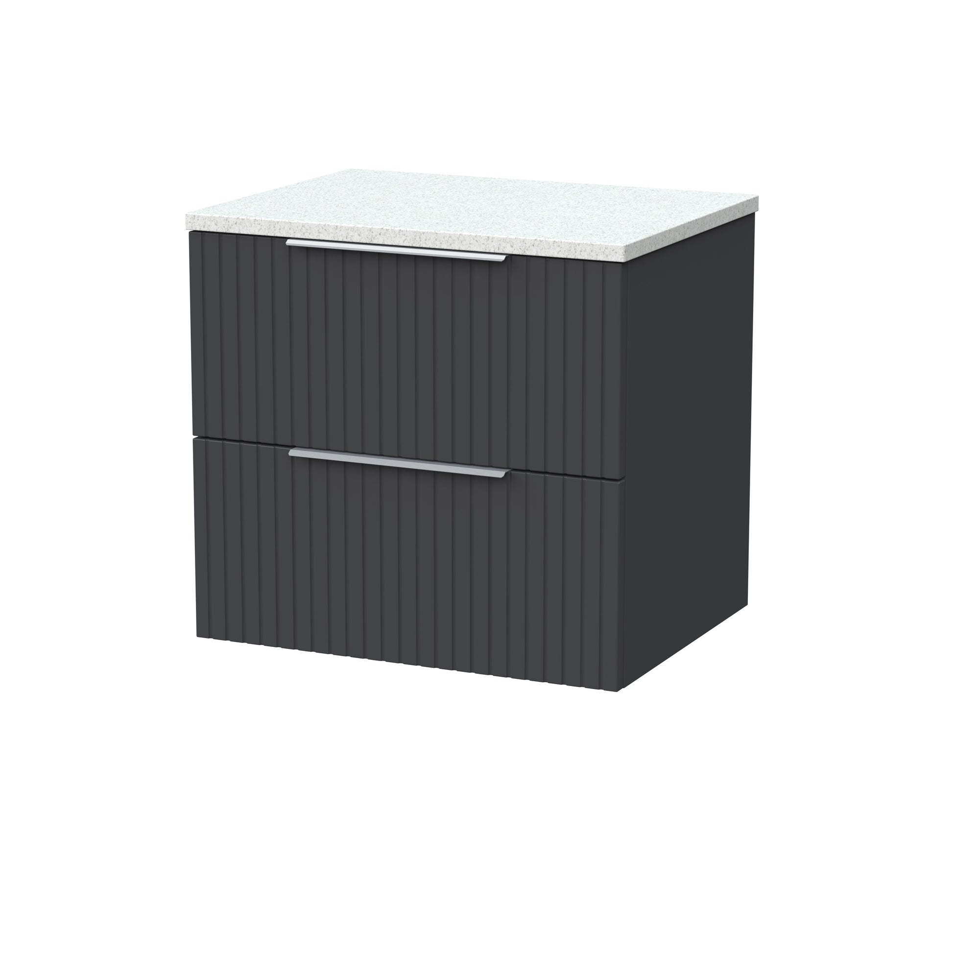 [BFLF1424LWN] Callingwood Contemporary Wall Hung 2 Drawer Vanity Unit with White Nebula Laminate Worktop, Choice of Size and Colour - Cutout