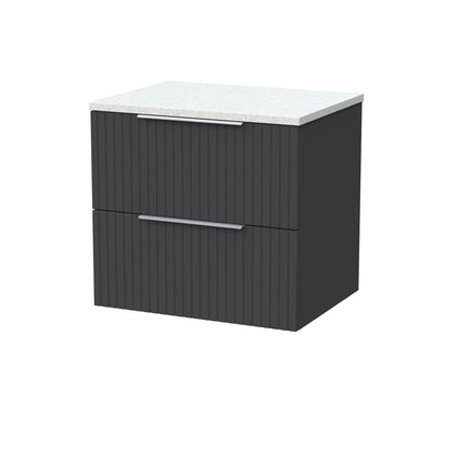 [BFLF1424LWN] Callingwood Contemporary Wall Hung 2 Drawer Vanity Unit with White Nebula Laminate Worktop, Choice of Size and Colour - Cutout