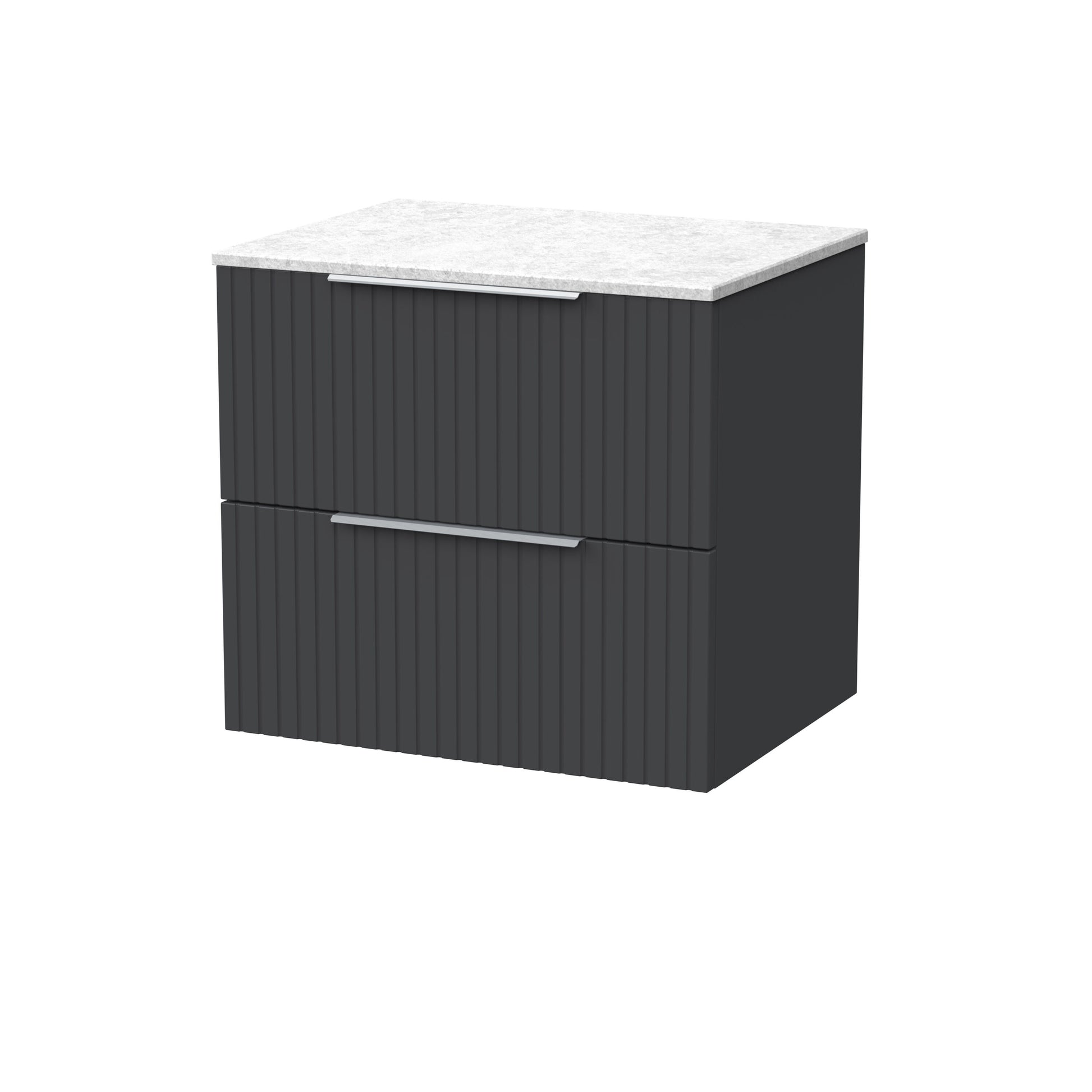 [BFLF1424WMT] Callingwood Contemporary Wall Hung 2 Drawer Vanity Unit with White Marble Worktop, Choice of Size and Colour - Cutout