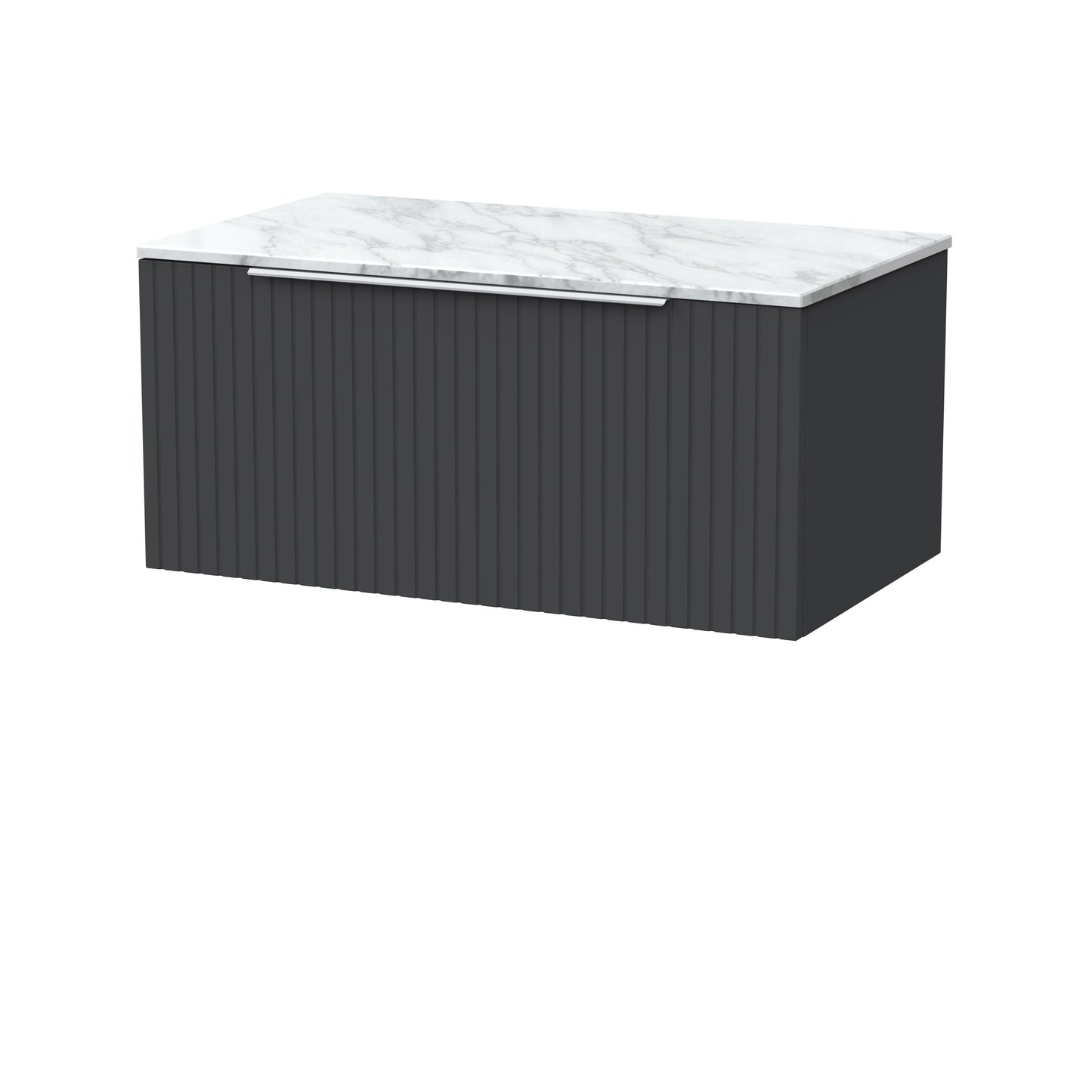 [BFLF1425CMT] Callingwood Contemporary Wall Hung 1 Drawer Vanity Unit with Carrera Marble Worktop, Choice of Size and Colour - Cutout