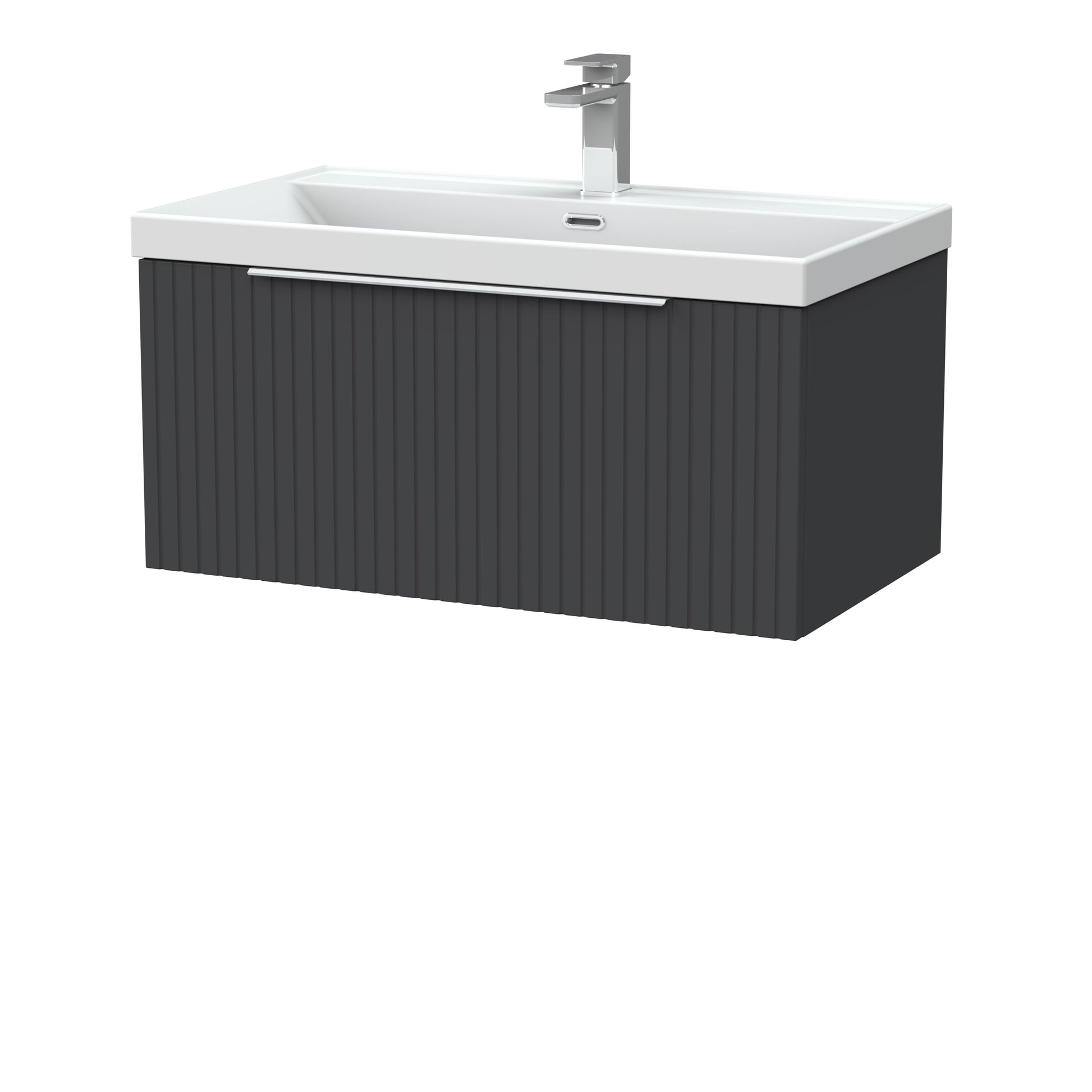 [BFLF1425E] Callingwood Contemporary Wall Hung 1 Drawer Vanity Unit with Thin-Edge Ceramic Basin, Choice of Size and Colour - Cutout