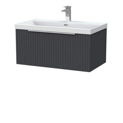 [BFLF1425E] Callingwood Contemporary Wall Hung 1 Drawer Vanity Unit with Thin-Edge Ceramic Basin, Choice of Size and Colour - Cutout