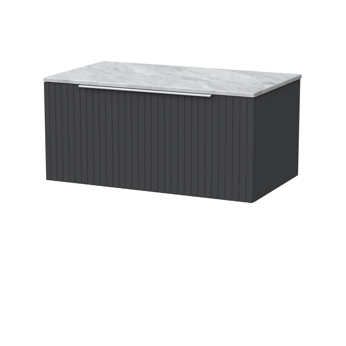 [BFLF1425GMT] Callingwood Contemporary Wall Hung 1 Drawer Vanity Unit with Grey Marble Worktop, Choice of Size and Colour - Cutout