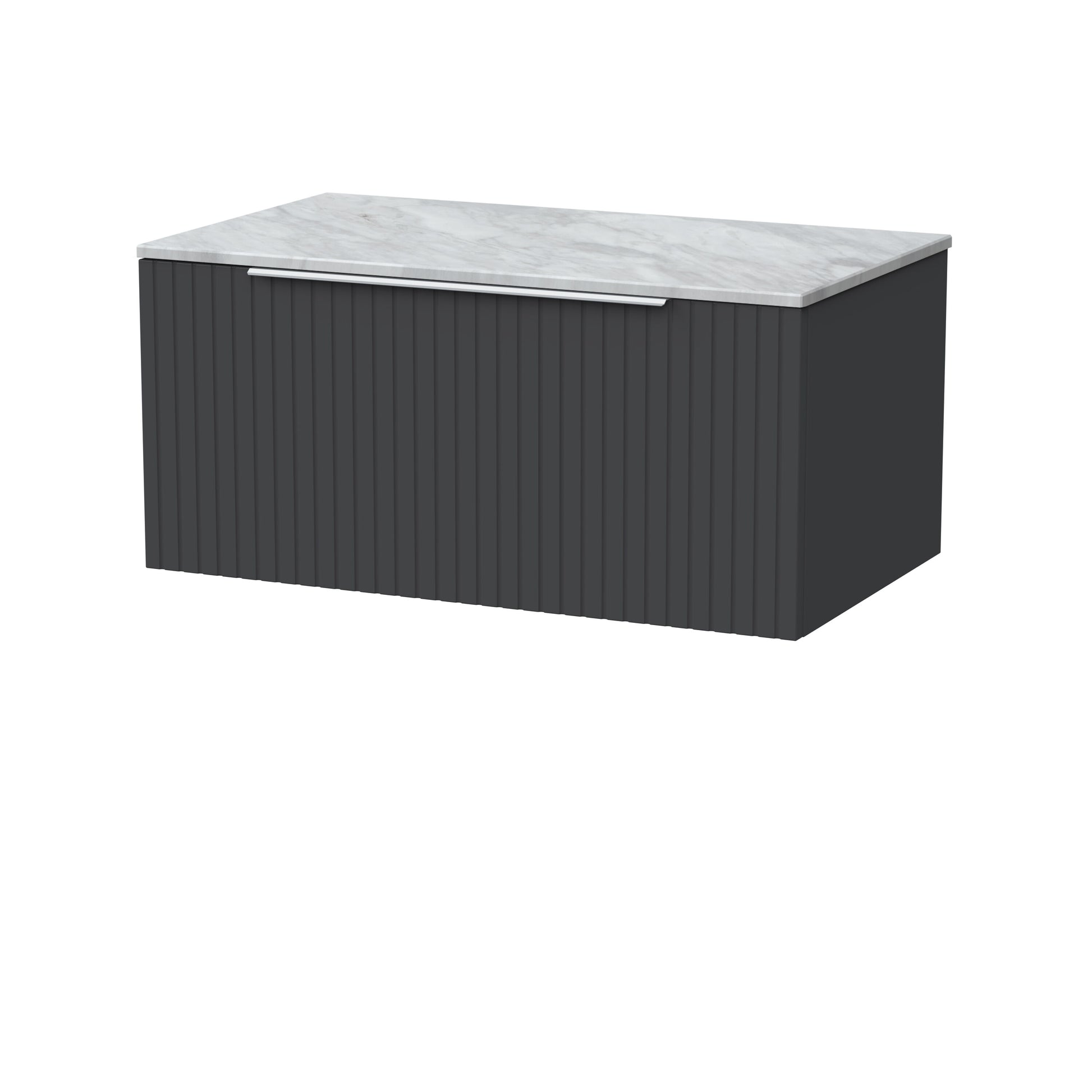 [BFLF1425GMT] Callingwood Contemporary Wall Hung 1 Drawer Vanity Unit with Grey Marble Worktop, Choice of Size and Colour - Cutout