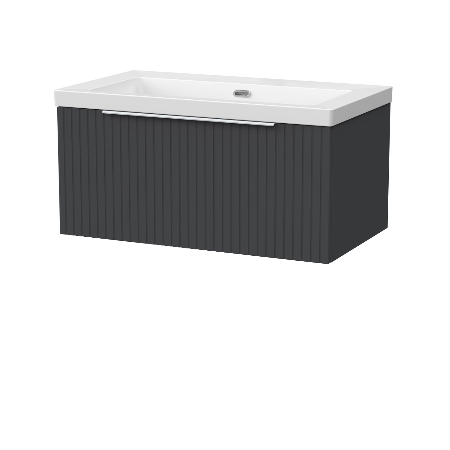 [BFLF1425K] Callingwood Contemporary Wall Hung 1 Drawer Vanity Unit with 0 Tap Hole Fireclay Basin, Choice of Size and Colour - Cutout