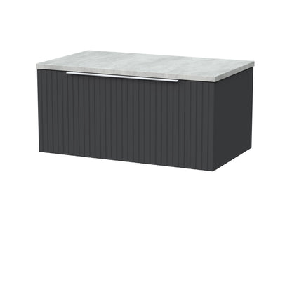 [BFLF1425LBG] Callingwood Contemporary Wall Hung 1 Drawer Vanity Unit with Bellato Grey Laminate Worktop, Choice of Size and Colour - Cutout