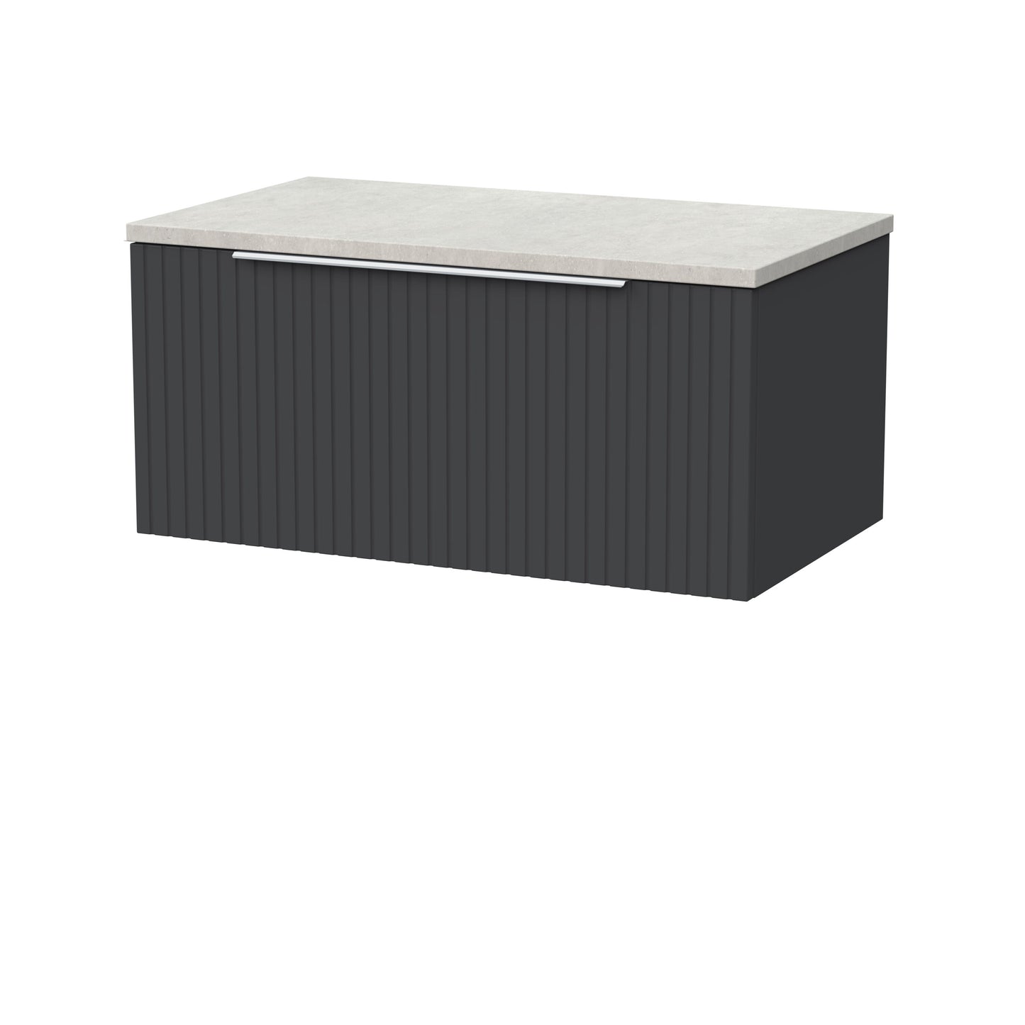 [BFLF1425LSWG] Callingwood Contemporary Wall Hung 1 Drawer Vanity Unit with White Sparkle Laminate Worktop, Choice of Size and Colour - Cutout
