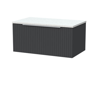[BFLF1425LWN] Callingwood Contemporary Wall Hung 1 Drawer Vanity Unit with White Nebula Laminate Worktop, Choice of Size and Colour - Cutout