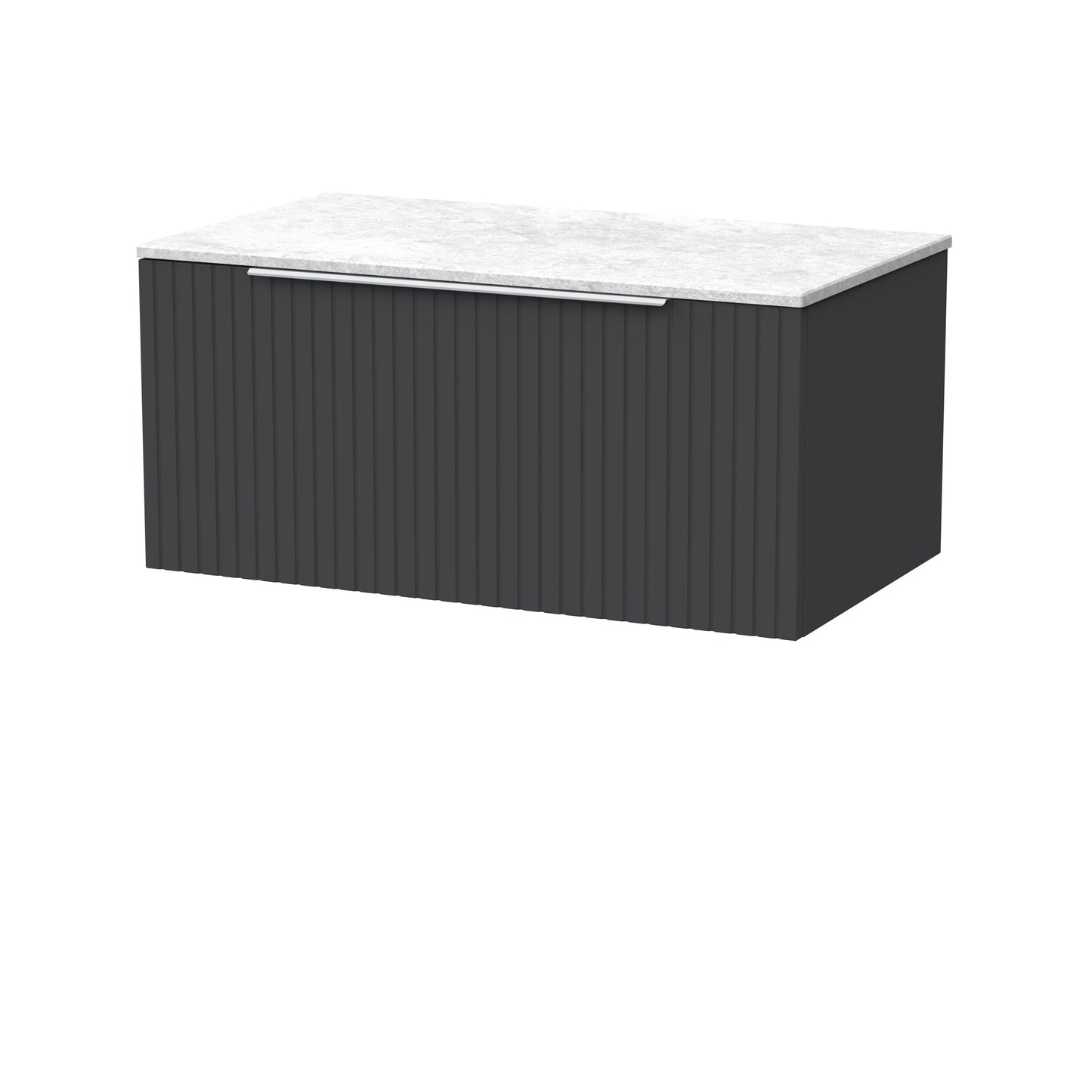 [BFLF1425WMT] Callingwood Contemporary Wall Hung 1 Drawer Vanity Unit with White Marble Worktop, Choice of Size and Colour - Cutout