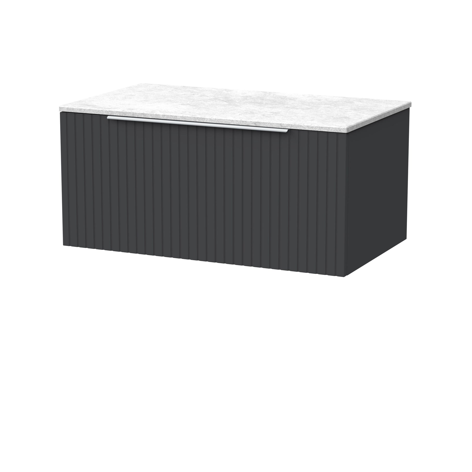 [BFLF1425WMT] Callingwood Contemporary Wall Hung 1 Drawer Vanity Unit with White Marble Worktop, Choice of Size and Colour - Cutout
