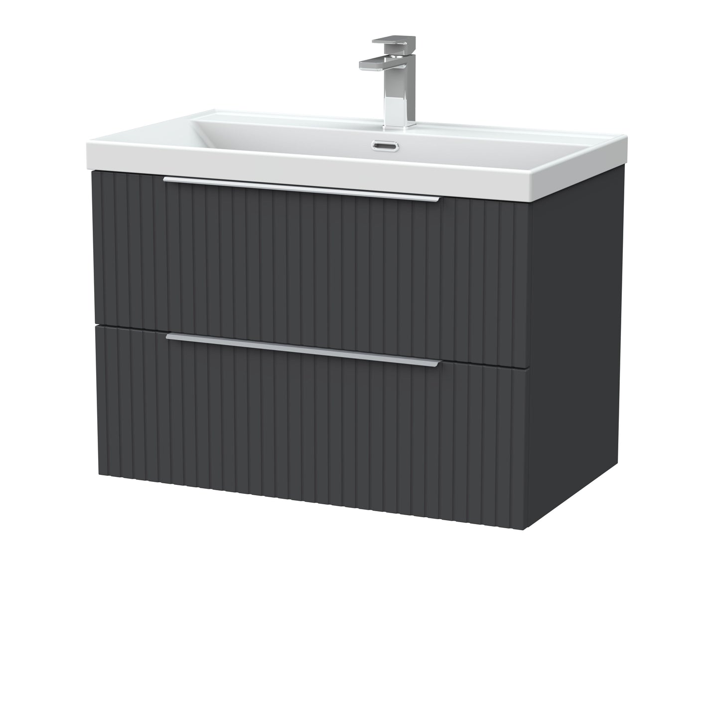 [BFLF1426E] Callingwood Contemporary Wall Hung 2 Drawer Vanity Unit with Thin-Edge Ceramic Basin, Choice of Size and Colour - Cutout