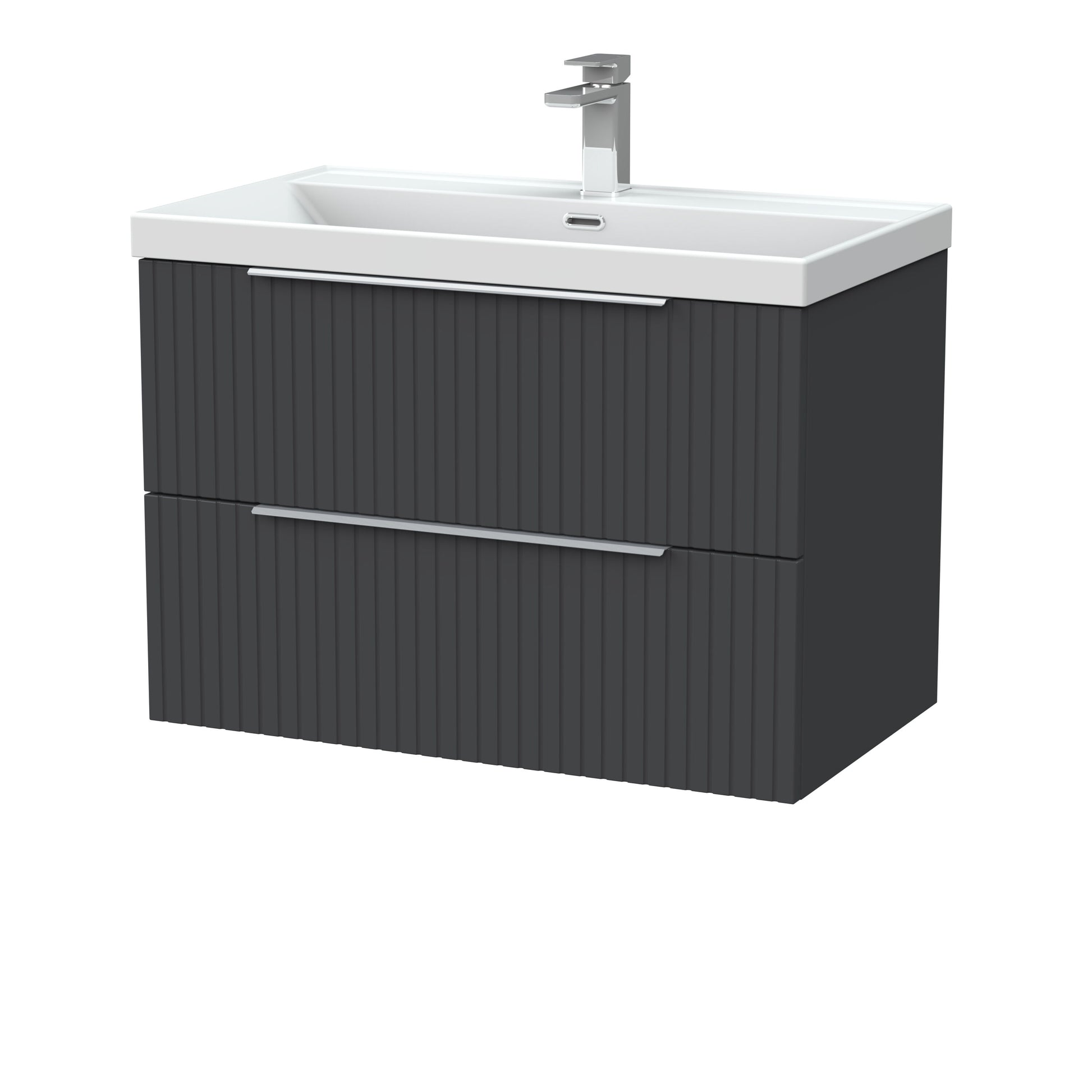 [BFLF1426E] Callingwood Contemporary Wall Hung 2 Drawer Vanity Unit with Thin-Edge Ceramic Basin, Choice of Size and Colour - Cutout