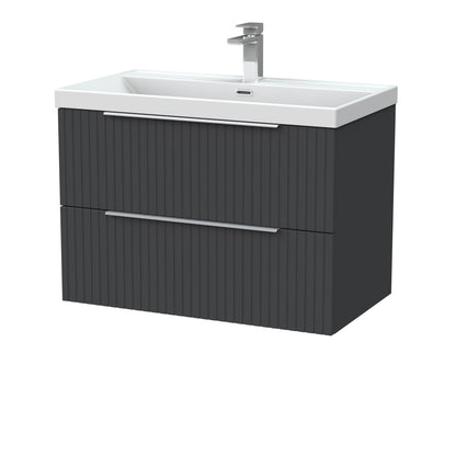 [BFLF1426E] Callingwood Contemporary Wall Hung 2 Drawer Vanity Unit with Thin-Edge Ceramic Basin, Choice of Size and Colour - Cutout