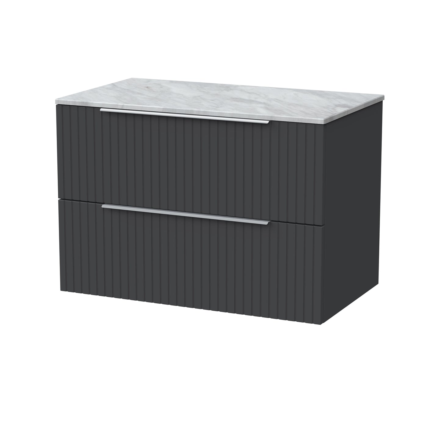 [BFLF1426GMT] Callingwood Contemporary Wall Hung 2 Drawer Vanity Unit with Grey Marble Worktop, Choice of Size and Colour - Cutout