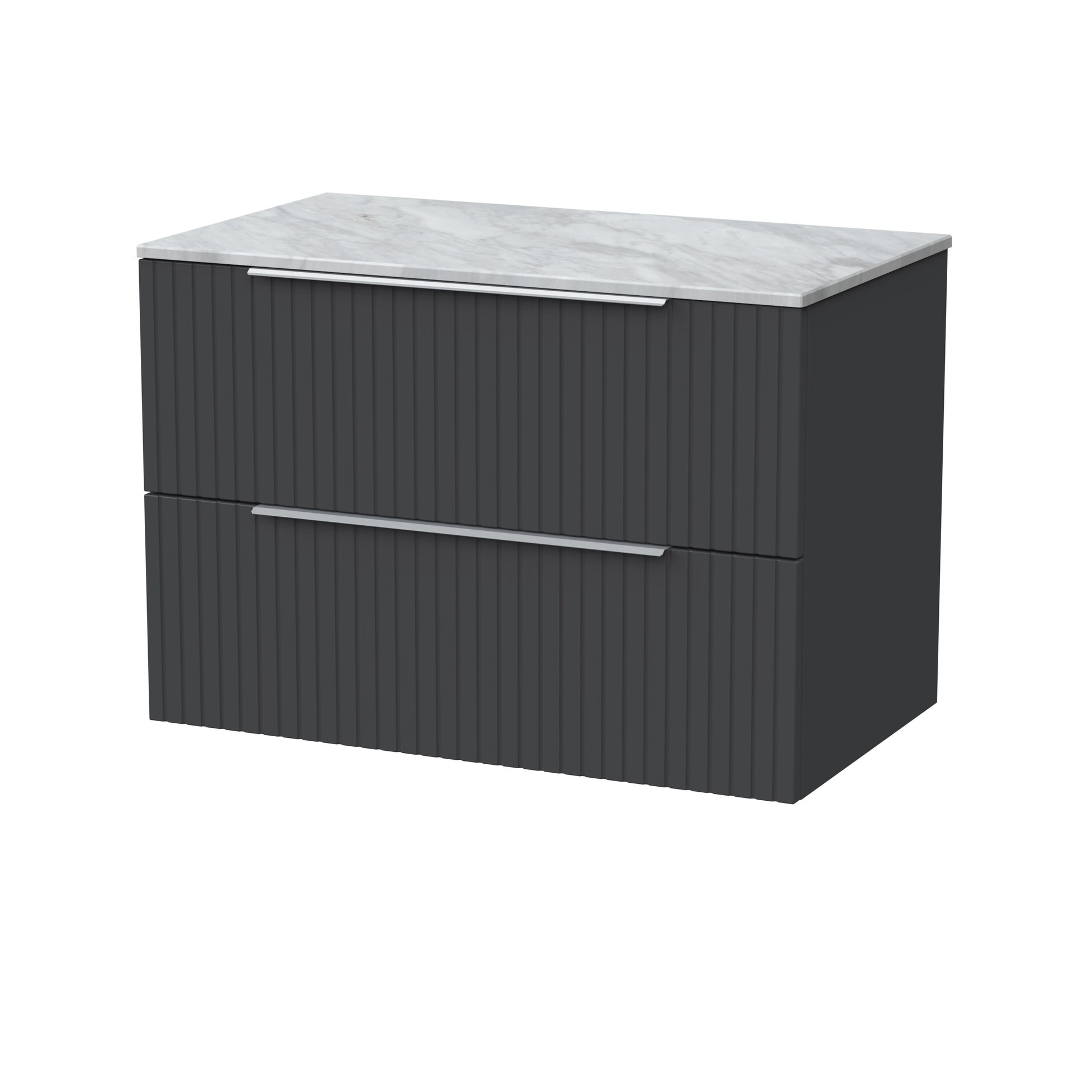 [BFLF1426GMT] Callingwood Contemporary Wall Hung 2 Drawer Vanity Unit with Grey Marble Worktop, Choice of Size and Colour - Cutout