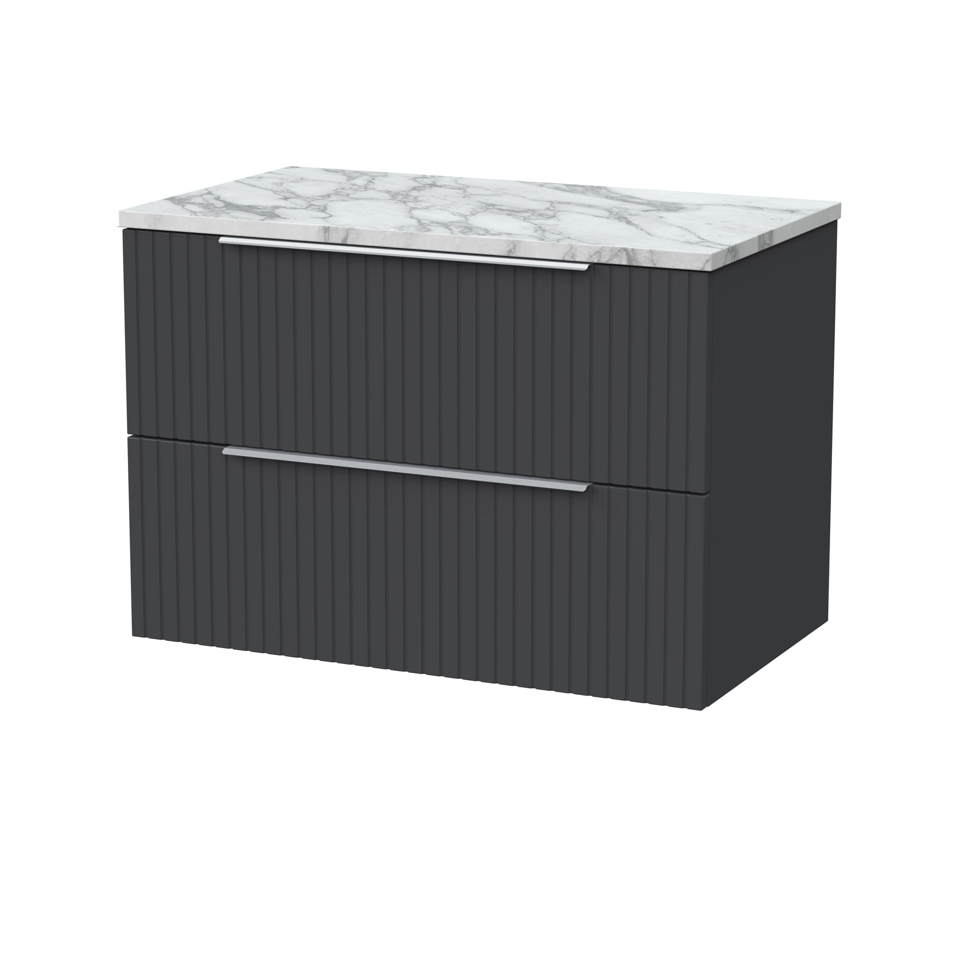 [BFLF1426LCM] Callingwood Contemporary Wall Hung 2 Drawer Vanity Unit with Carrera Marble Laminate Worktop, Choice of Size and Colour - Cutout