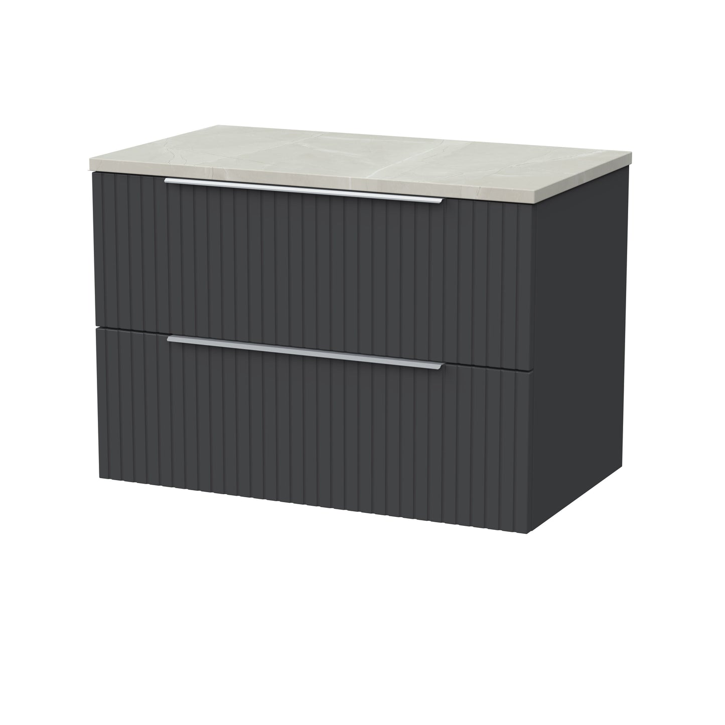 [BFLF1426LMP] Callingwood Contemporary Wall Hung 2 Drawer Vanity Unit with Marble Plaster Laminate Worktop, Choice of Size and Colour - Cutout