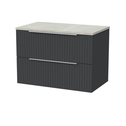 [BFLF1426LMP] Callingwood Contemporary Wall Hung 2 Drawer Vanity Unit with Marble Plaster Laminate Worktop, Choice of Size and Colour - Cutout