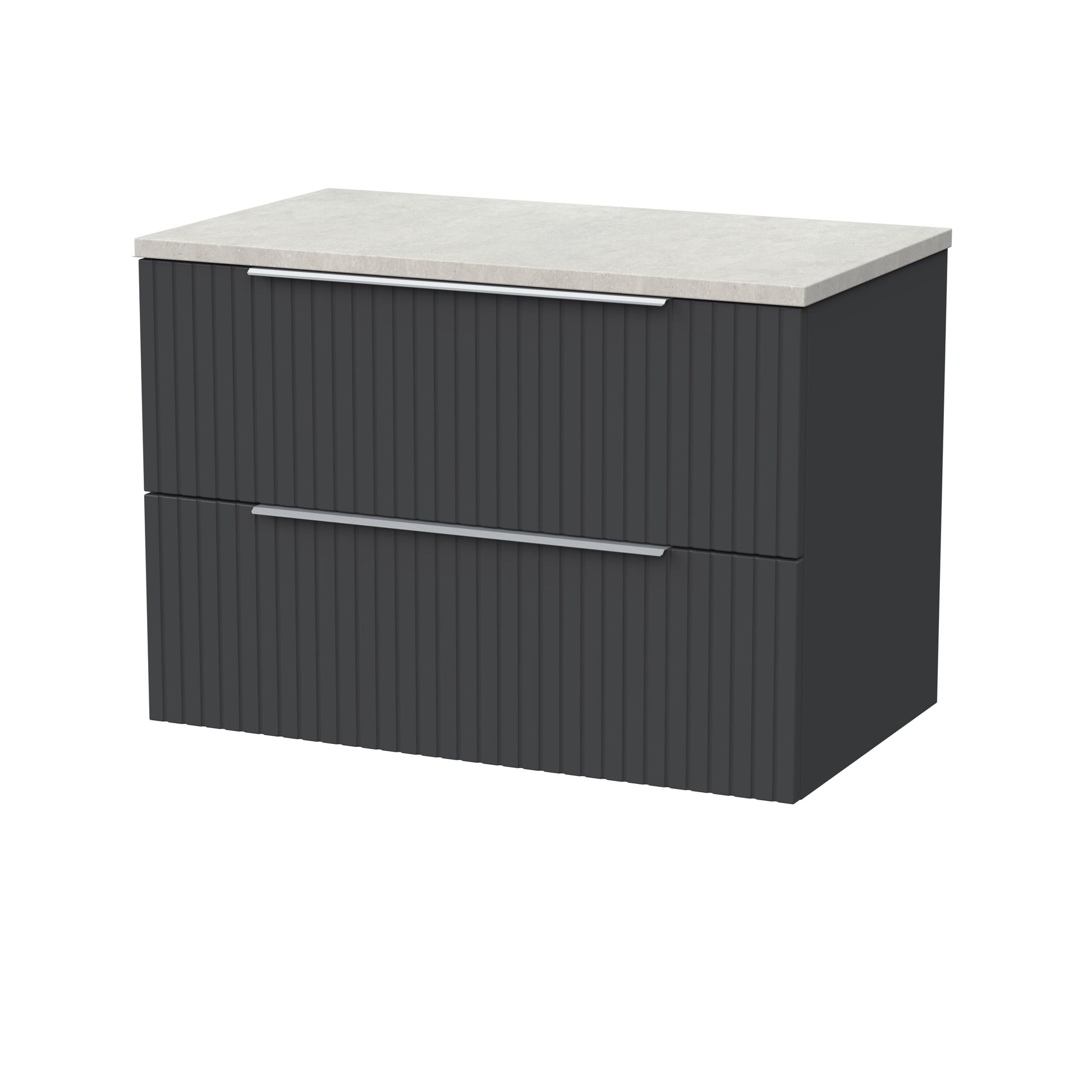 [BFLF1426LSWG] Callingwood Contemporary Wall Hung 2 Drawer Vanity Unit with White Sparkle Laminate Worktop, Choice of Size and Colour - Cutout