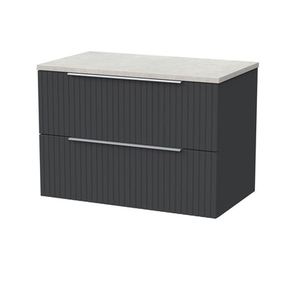 [BFLF1426LSWG] Callingwood Contemporary Wall Hung 2 Drawer Vanity Unit with White Sparkle Laminate Worktop, Choice of Size and Colour - Cutout