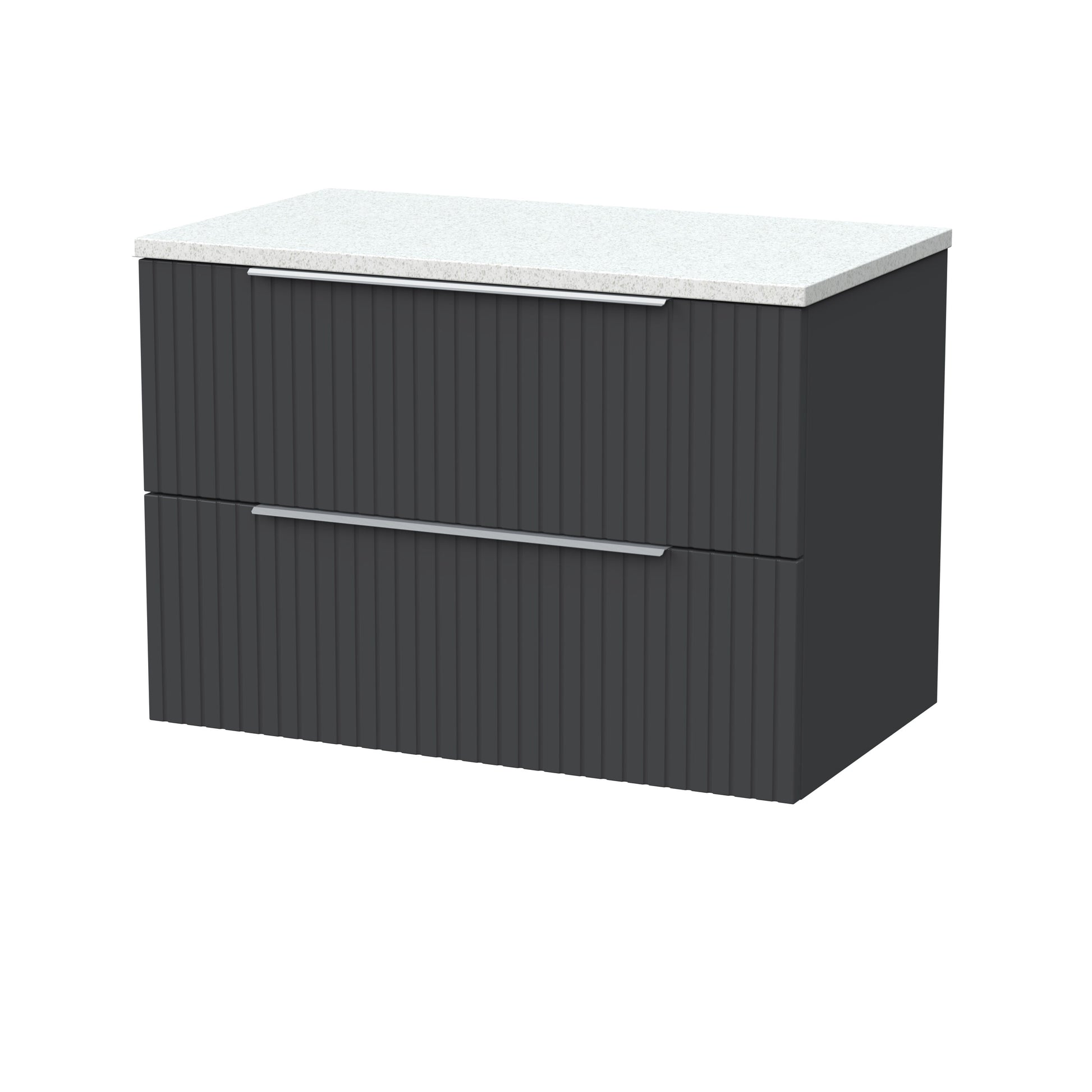 [BFLF1426LWN] Callingwood Contemporary Wall Hung 2 Drawer Vanity Unit with White Nebula Laminate Worktop, Choice of Size and Colour - Cutout