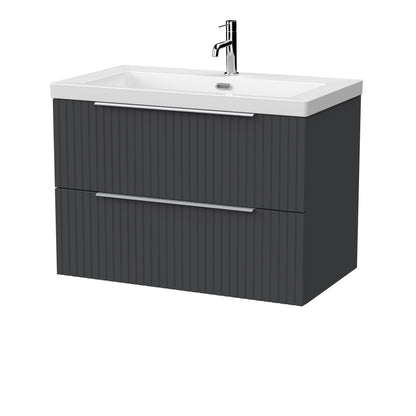 [BFLF1426L] Callingwood Contemporary Wall Hung 2 Drawer Vanity Unit with 1 Tap Hole Fireclay Basin, Choice of Size and Colour - Cutout