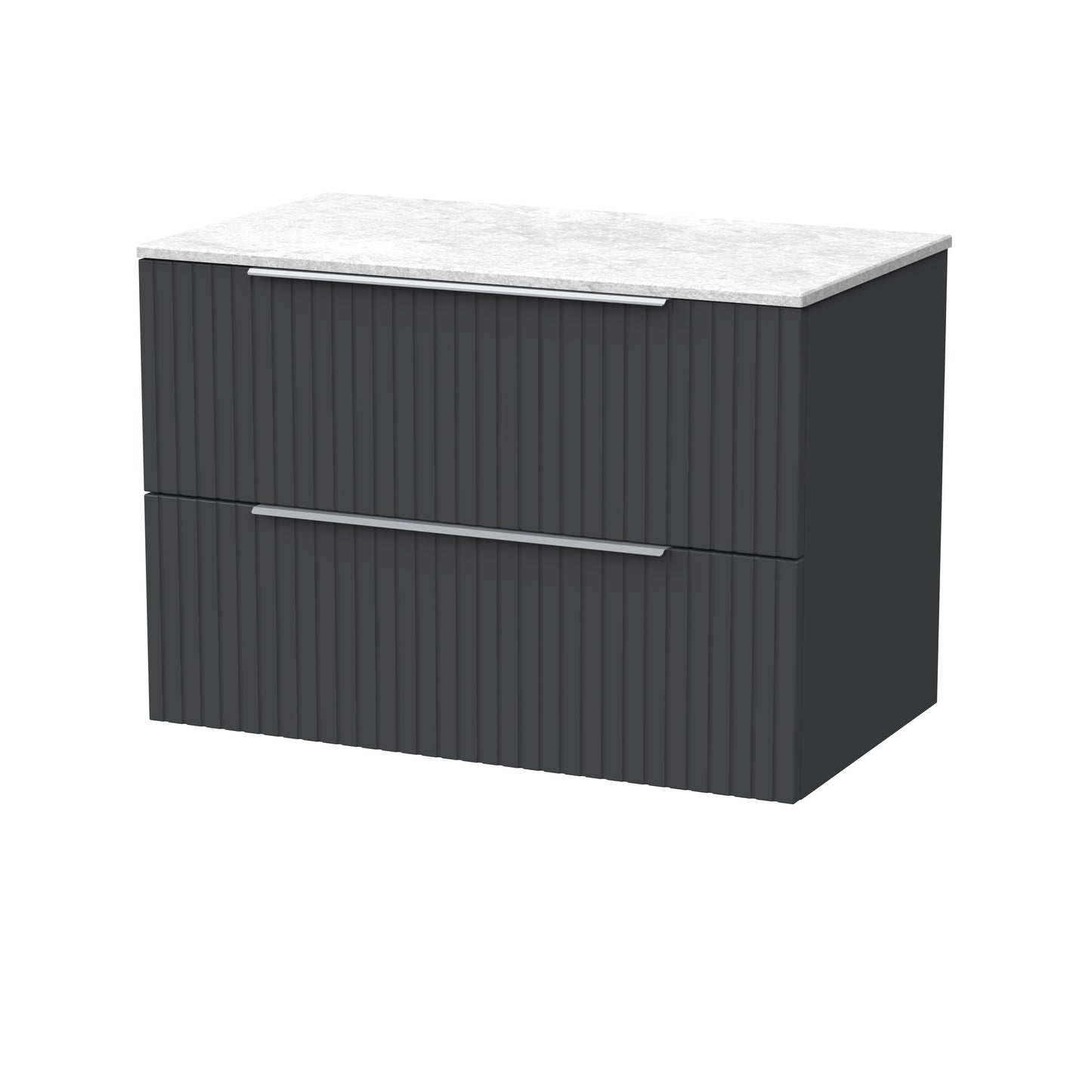 [BFLF1426WMT] Callingwood Contemporary Wall Hung 2 Drawer Vanity Unit with White Marble Worktop, Choice of Size and Colour - Cutout