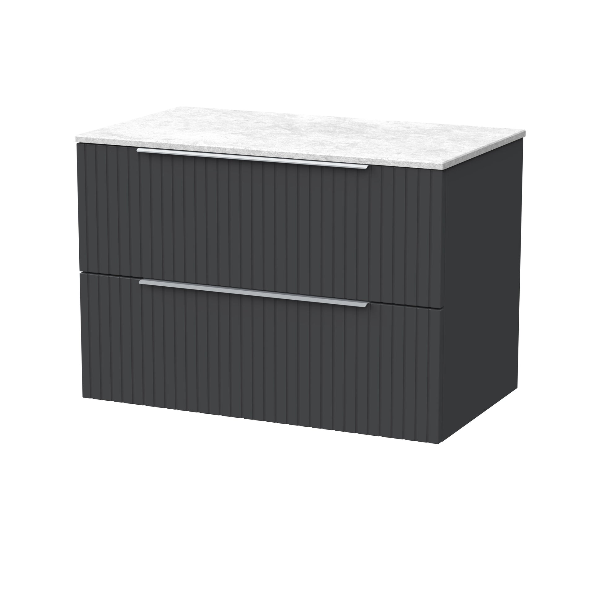 [BFLF1426WMT] Callingwood Contemporary Wall Hung 2 Drawer Vanity Unit with White Marble Worktop, Choice of Size and Colour - Cutout