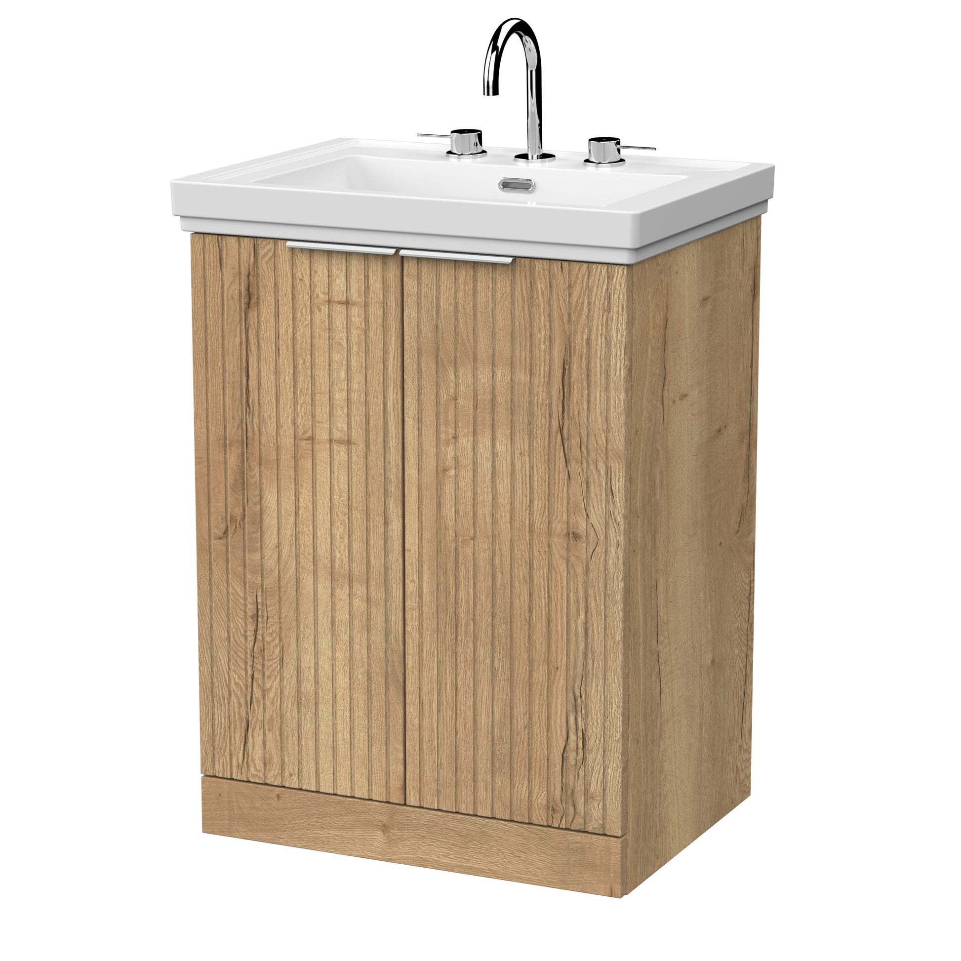 [BFLF1803B] Callingwood Contemporary Floor Standing 2 Door Vanity Unit with Traditional 3 Tap Hole Fireclay Basin, Choice of Size and Colour - Cutout