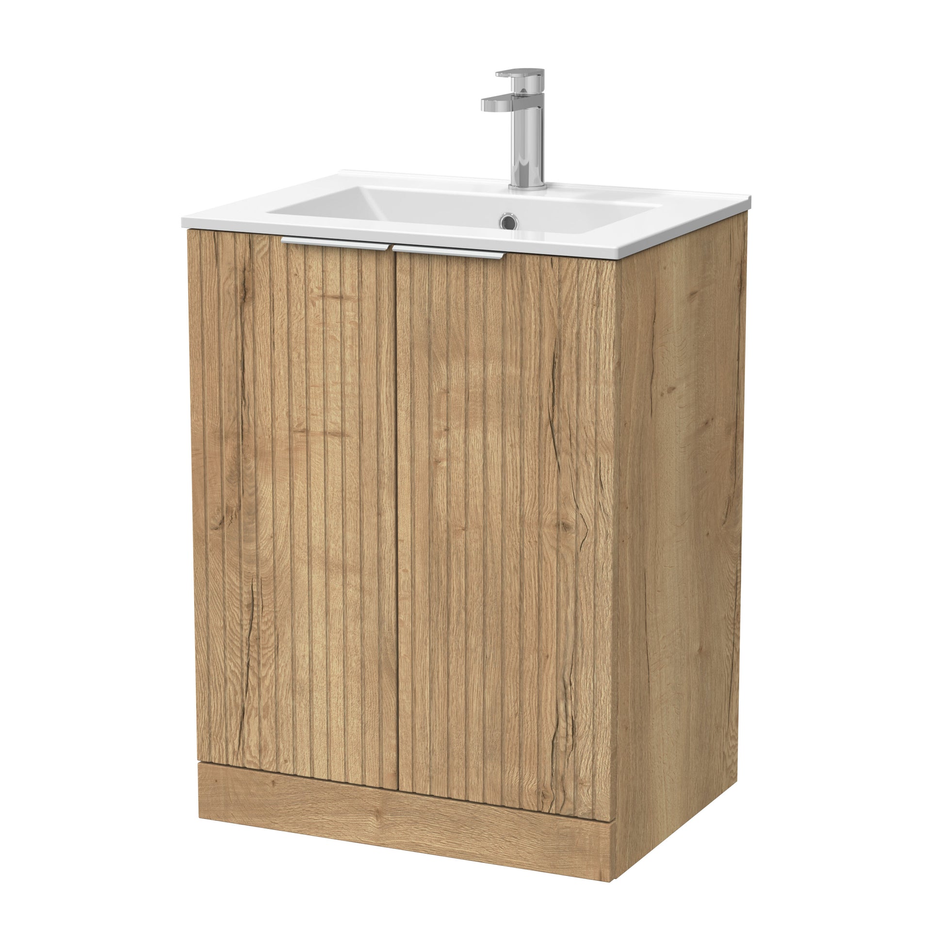 [BFLF1803C] Callingwood Contemporary Floor Standing 2 Door Vanity Unit with Minimalist Ceramic Basin, Choice of Size and Colour - Cutout