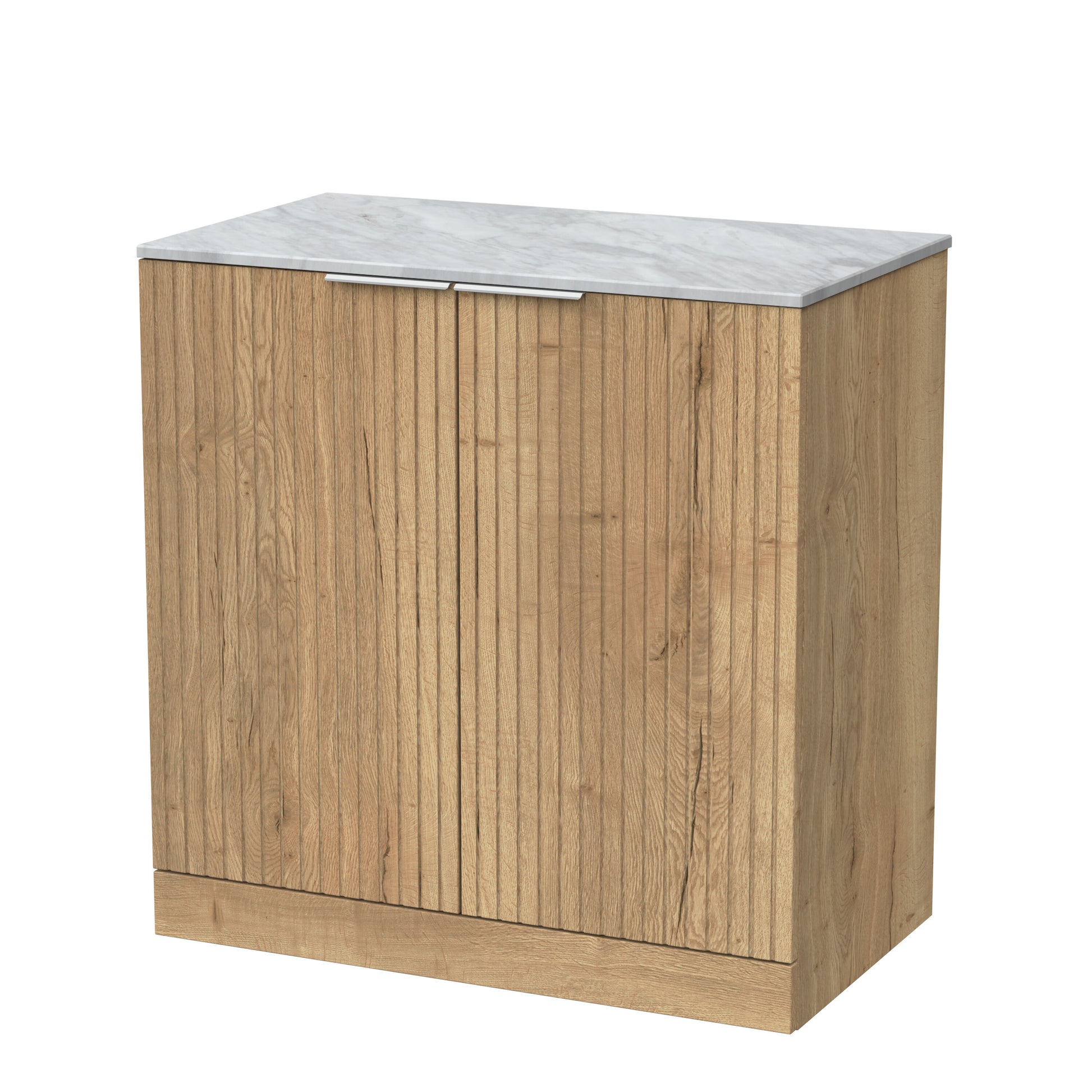 [BFLF1805GMT] Callingwood Contemporary Floor Standing 2 Door Vanity Unit with Grey Marble Worktop, Choice of Size and Colour - Cutout