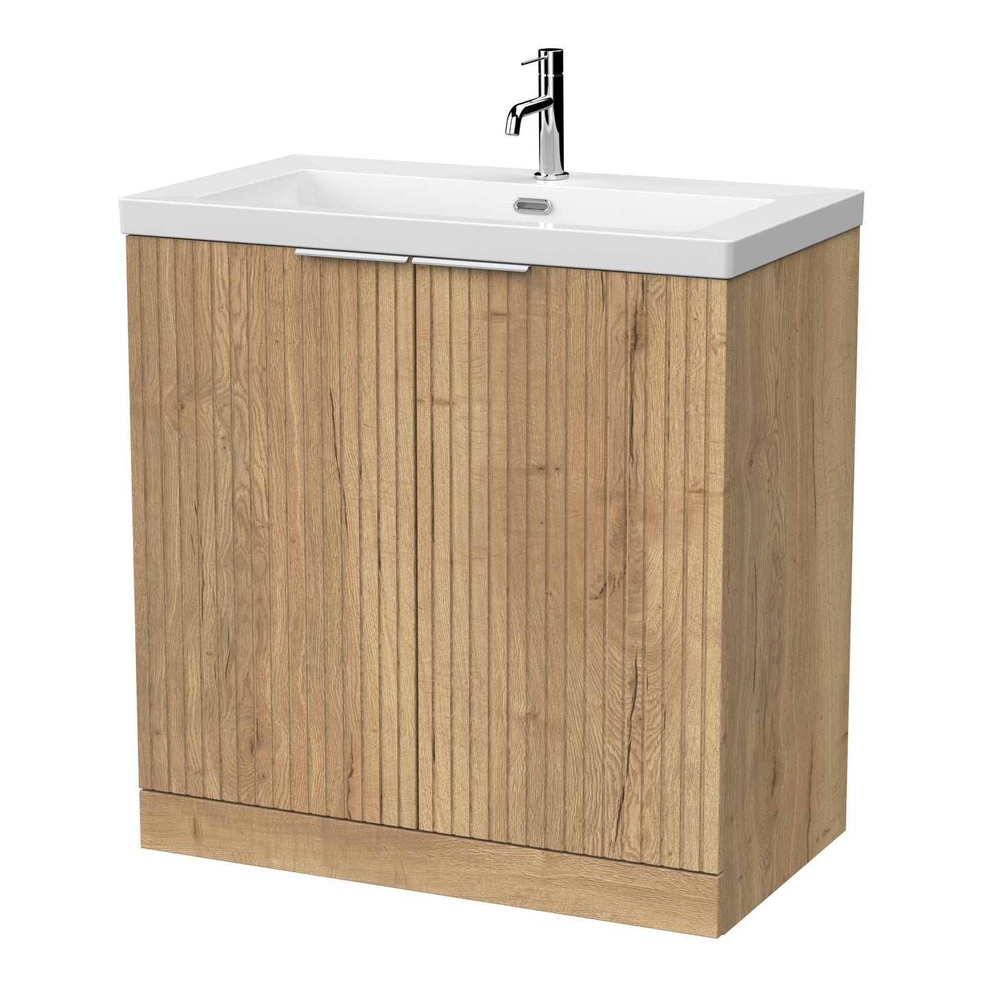 [BFLF1805L] Callingwood Contemporary Floor Standing 2 Door Vanity Unit with 1 Tap Hole Fireclay Basin, Choice of Size and Colour - Cutout