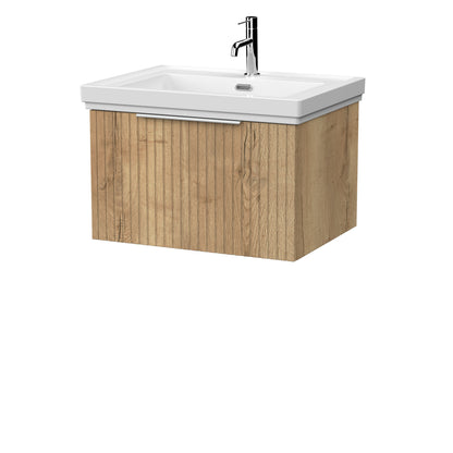 [BFLF1822A] Callingwood Contemporary Wall Hung 1 Drawer Vanity Unit with Traditional 1 Tap Hole Fireclay Basin, Choice of Size and Colour - Cutout