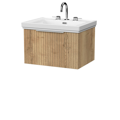 [BFLF1822B] Callingwood Contemporary Wall Hung 1 Drawer Vanity Unit with Traditional 3 Tap Hole Fireclay Basin, Choice of Size and Colour - Cutout