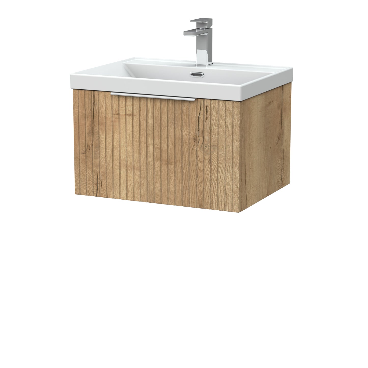 [BFLF1822E] Callingwood Contemporary Wall Hung 1 Drawer Vanity Unit with Thin-Edge Ceramic Basin, Choice of Size and Colour - Cutout