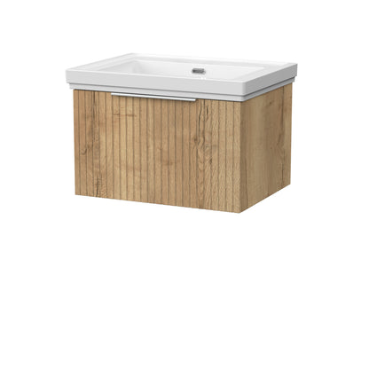 [BFLF1822H] Callingwood Contemporary Wall Hung 1 Drawer Vanity Unit with Traditional 0 Tap Hole Fireclay Basin, Choice of Size and Colour - Cutout