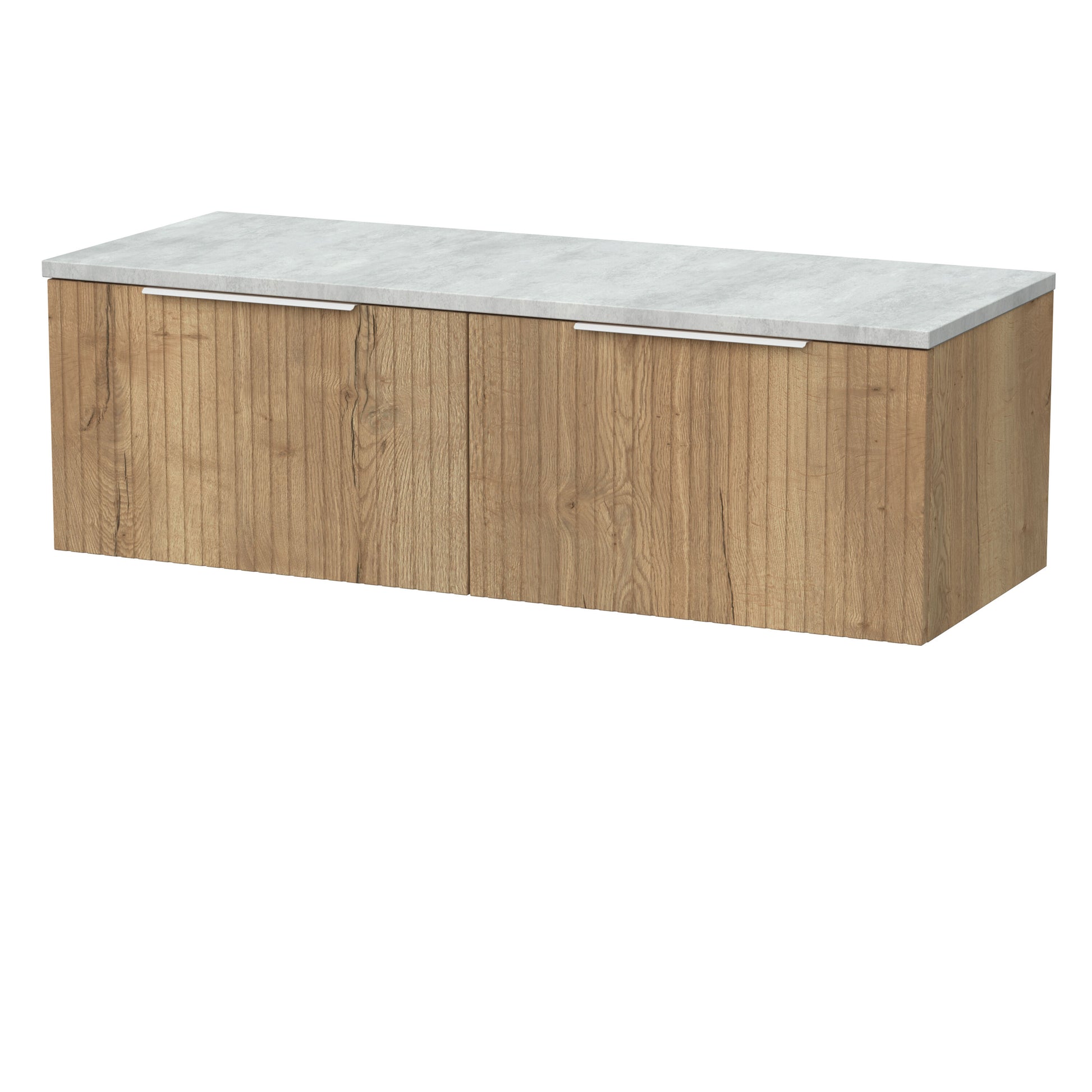 [BFLF1822LBG2] Callingwood Contemporary Wall Hung 2 Drawer 1200mm Vanity Unit with Bellato Grey Laminate Worktop, Choice of Colour - Cutout
