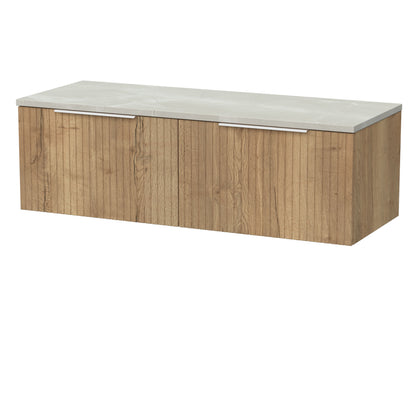 [BFLF1822LMP2] Callingwood Contemporary Wall Hung 2 Drawer 1200mm Vanity Unit with Marble Plaster Laminate Worktop, Choice of Colour - Cutout